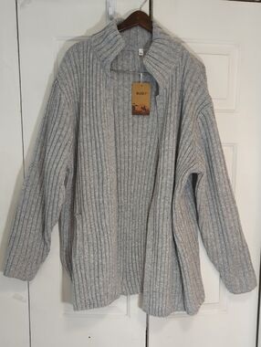 Manly Brand Mens Sweater Cardigan - Light Heather Gray XL New With Tag
